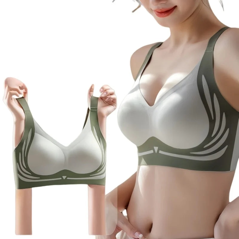 2Pcs/Set Non-wire Push-Up Bras Women's Anti-sagging Lift-up Bra Side Support Adjustable Straps No Show Plus Size Underwear M-4XL