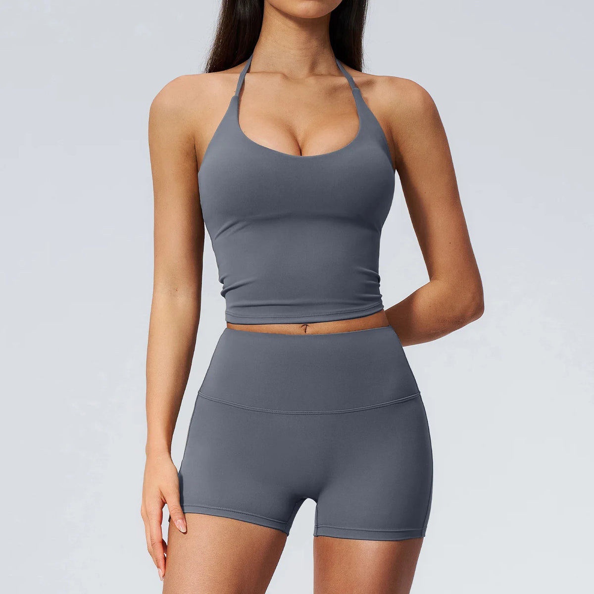 Quick Drying 2 Pcs Yoga Sets Women V Neck Slimming Sports Tank Top High Waist Shorts Fitness Suit Outwear Gym Running Tracksuits
