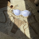 New Shell Scalloped Ribbed Underwired Bikini Female Swimsuit Women Swimwear Two-Pieces Bikini Set Bather Bathing Suit Swim V6498