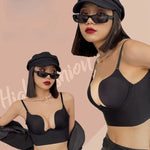 Deep U Low Cut Sexy Bra Push Up Backless Bra for Women Anti Sagging Cross Back Bras Solid Color One Piece Beauty Back Underwear