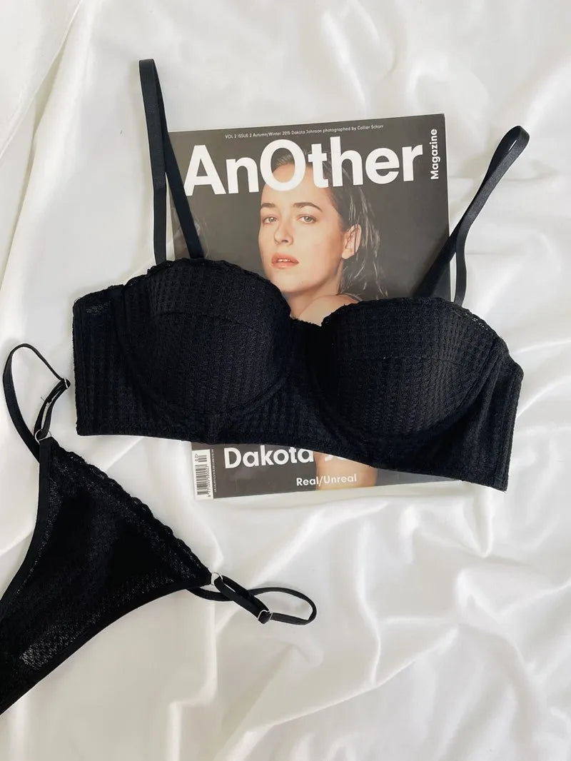 Japanese Manga Minimizer Bra Half Cup Demi Style Wireless Comfort Support Anti Sagging Lingerie Set for Large Bust 32-38 AB USA
