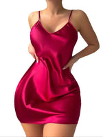 Women Satin Sexy Nightdress V Neck Solid Color Thin Sleep Dress Elegant Breathable Ladies Pajamas Ladies' Clothing