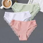 New 3Pcs/set Women's Cotton Panties M-2XL Women Patchwork Lace Underwear Sexy Low Waist Briefs Ladies Comfortable Underpants