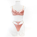 Seamless 2 Pieces Sexy Bra Set Women Satin Lingerie Underwear Patchwork Bras and Thongs Suits Attractive Bilizna Intimate Set
