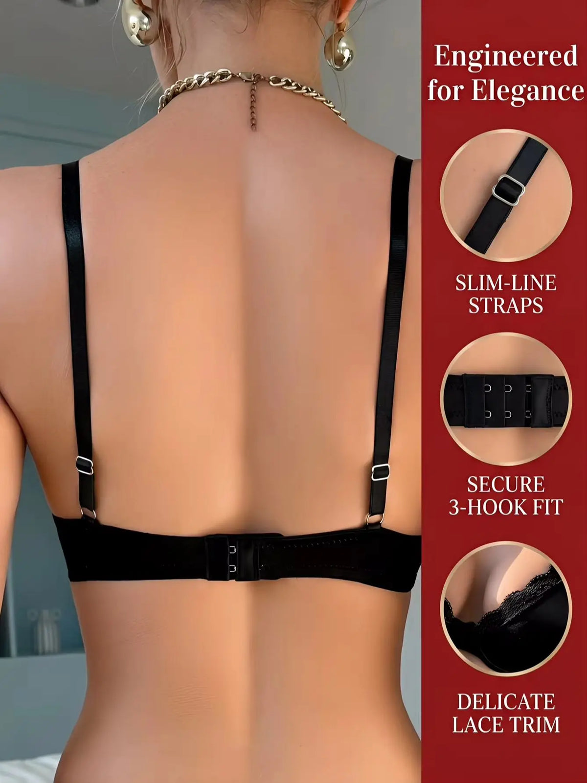 High quality sexy back black Lingerie women's underwear thin without padding bra lace brassiere MR2912