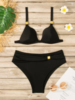 sexy push up bikinis sets two pieces solid high waist swimsuit bathing suit Swimwear Biquini conjunto de bikini tankini biquini
