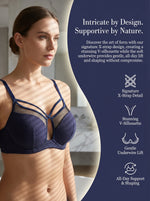 Women Blue Bra Retro Bralette With Mesh Panel Sexy Cross Strap Push Up Lace Underwear MR3585