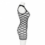 Sexy Cover Up Hollow Out Fishnet Dress without Inside Bikini Sets Summer Holiday Elastic Mini Bodycon Black Dress Free Size