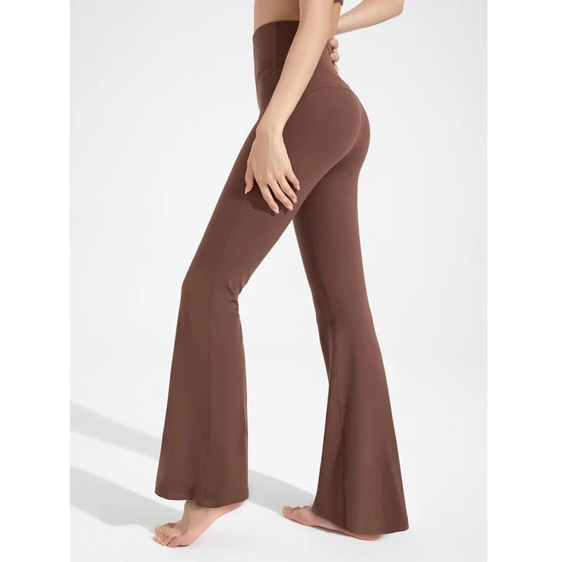High-Waisted Flared Yoga Fitness Pants Women's Nude Sports Hip Lifting Fitness Trousers