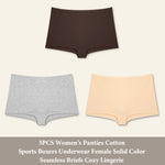 3PCS Women'sCotton Seamless Panties Sports Boxers Underwear Female Solid Color Briefs Cozy Lingerie Intimate Underpants XS-XL