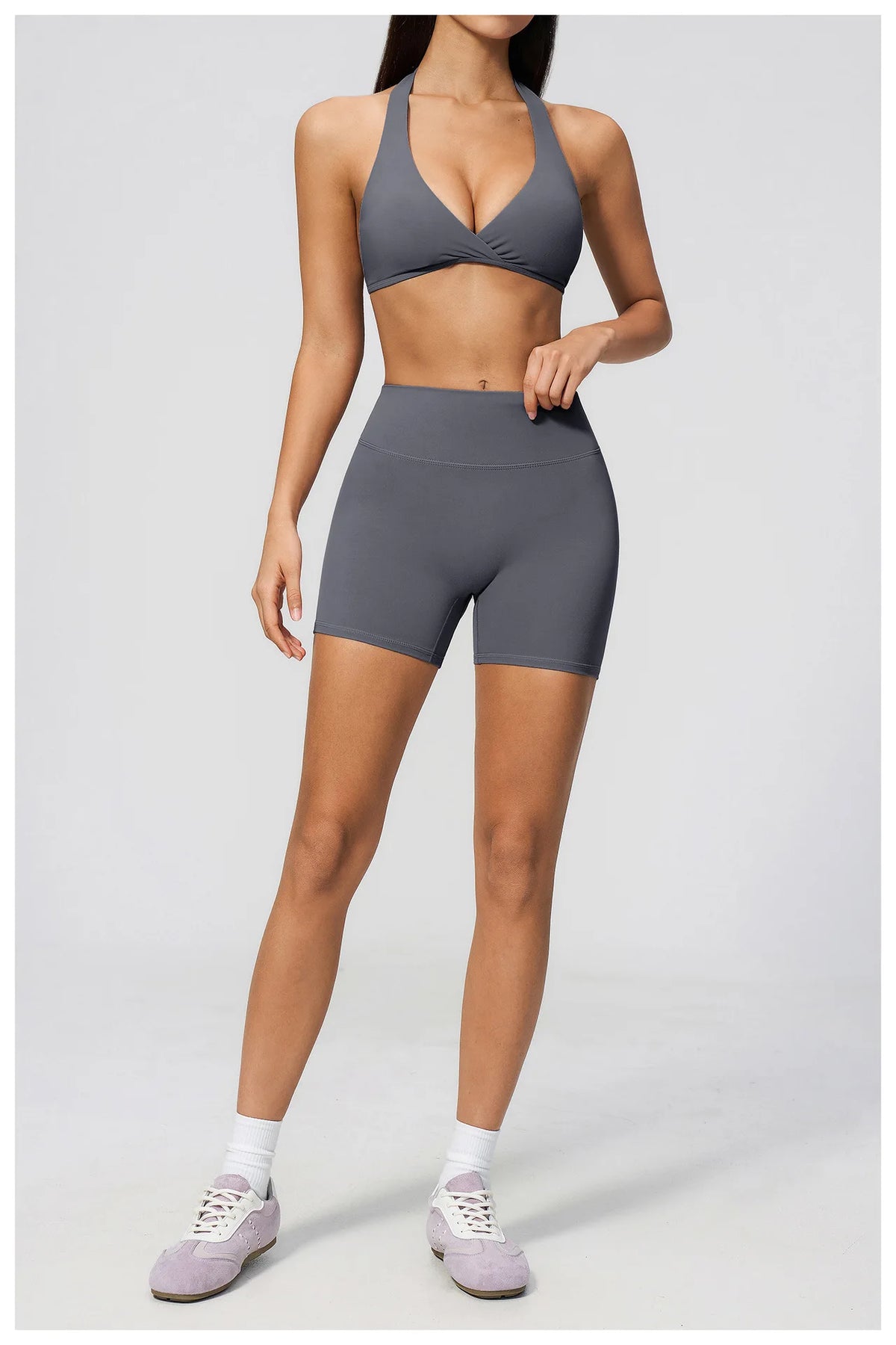 Summer Yoga Sets Women Front Cross Sports Bra Exercise Suits Outwear Lifting Buttocks Abdominal Compression Shorts Fitness Set