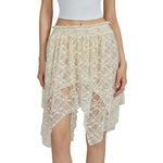 Women's Lace Skirts High Waist Irregular Hem Skirts Summer Korean Fashion Gothic Sexy Club Beach Skirts