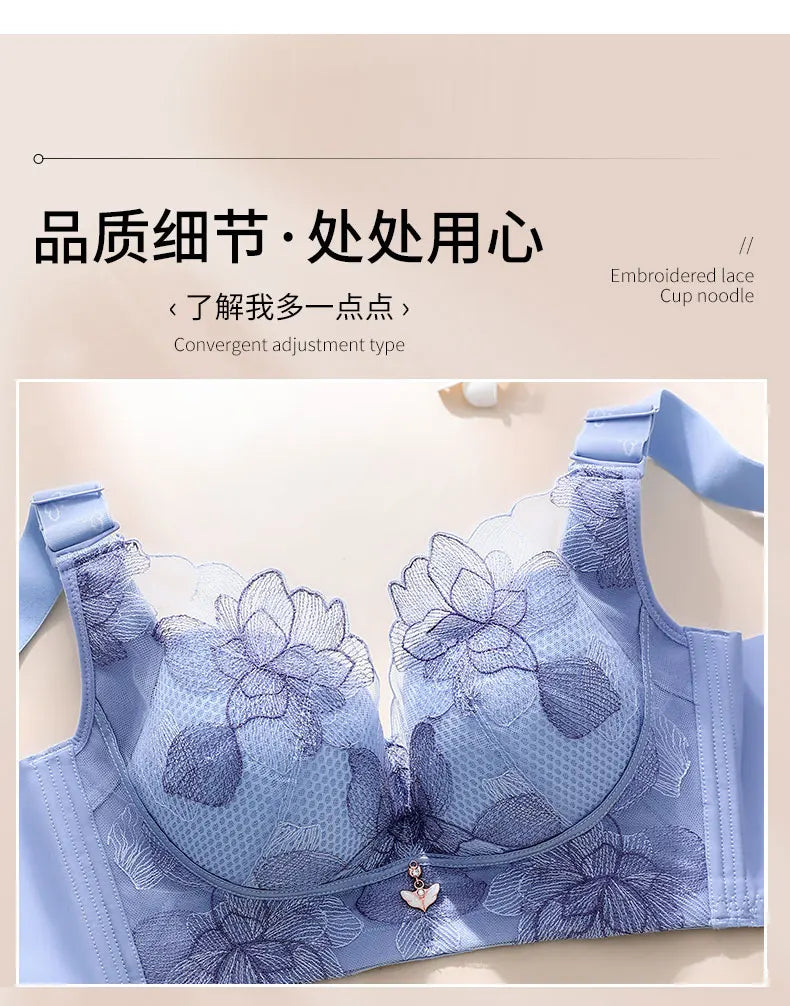 Women's Push up Bras Adjustable New Wireless Bras Women Flower embroidery Bra Underwear Large Size 36-52 CDE Cup Underwear Women