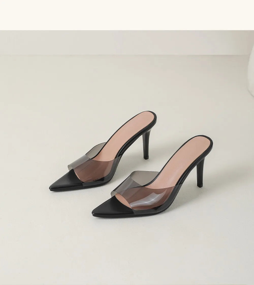 Ladies High-heeledBeach Slippers Shoes Fashion Pointed Sexy Candy Color Patent Leather Open Toes Sandals Big Size 35-43 New