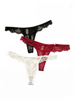 3 pairs of multi colored lace low waisted thongs sexy and hip lifting thongs, women's underwear C2770
