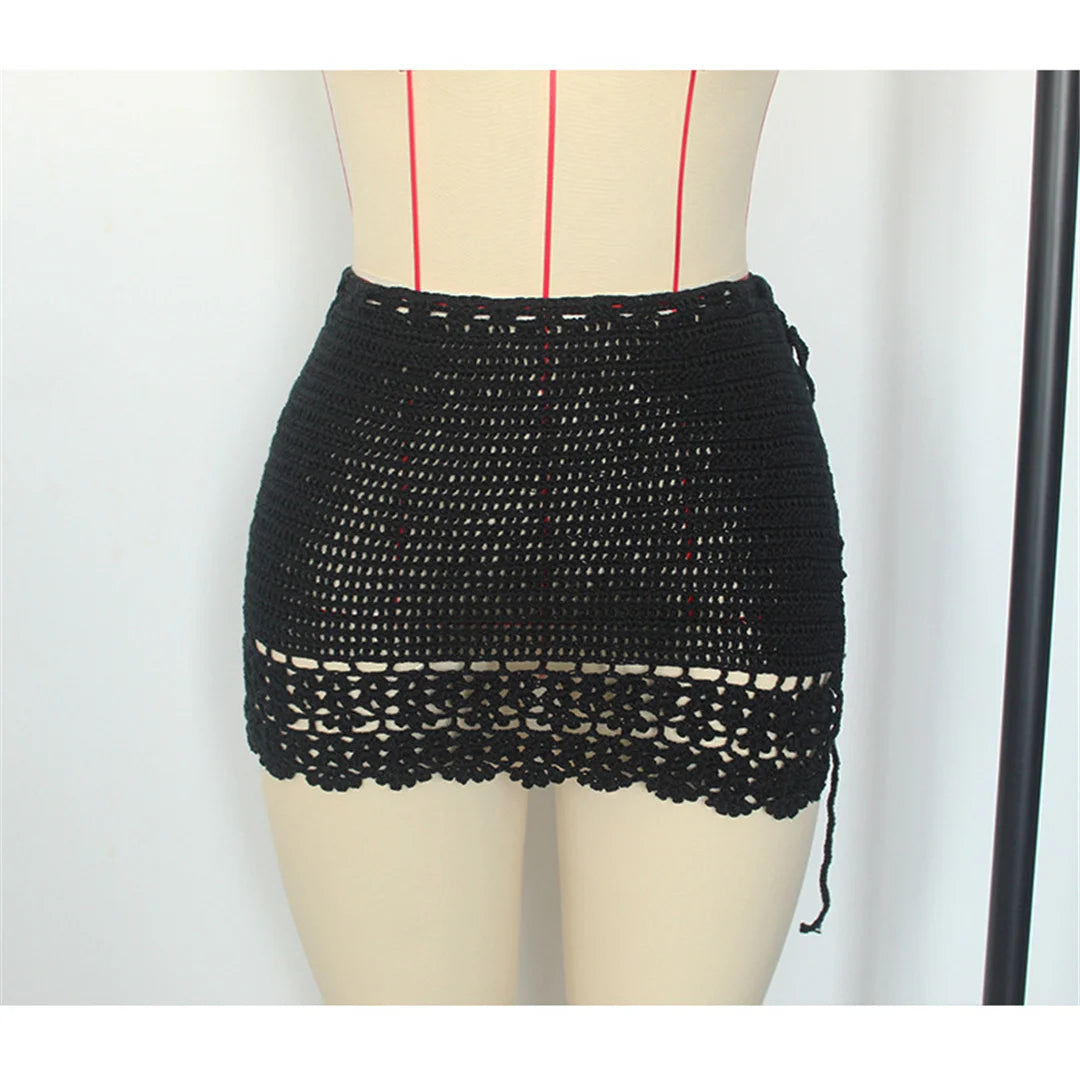 2026 Hollow Out Skirt Sarong Crochet Knitted Tunic Beach Cover Up Beach Wear Beachwear Female Women Cover-ups Beach Dress K8074