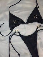 Sexy Black Bikini 2026 Women Metal Circle Ornament Push Up Tie Side Thong Swimsuit Brazilian Beach Bathing Suit Micro Swimwear
