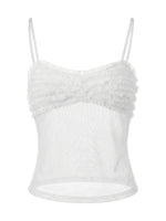 Women's Solid Color See Through Tank Tops Summer Fashionable Sleeveless Mesh Patchwork Slim Fit Camisole