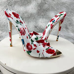 Sexy and fashionable printed slippers Shoes For Women's Sandals Summer Sexy Slippers Pointe Toe Thin Heels Stiletto Sandals12cm