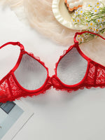 New Fashion Red Lace Set Sexy Lingerie Set 2-piece Solid Color Women's Underwear Set J3431