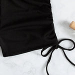 Crop Top Shorts Bottom Swimsuits Women Black Drawstring Swimwear Ribbed Bikinis Sets Bathing Suit Beach Wear Bikini Mujer 2026