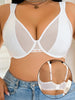 White Plus Size Underwire Bra Women Full Coverage Push Up bra Letter Print Adjustable Straps Big Cup Supportive Seamless Bra