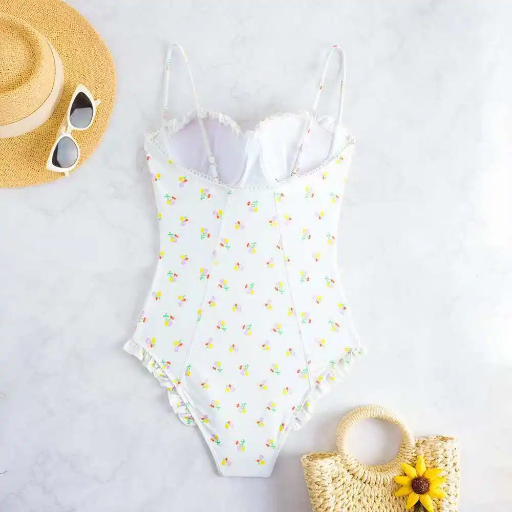Push Up One Piece Swimsuit Female 2026 Swimwear Women Slim Bathing Suits Summer Beach Wear Frill Monokini Swimming Suit Black