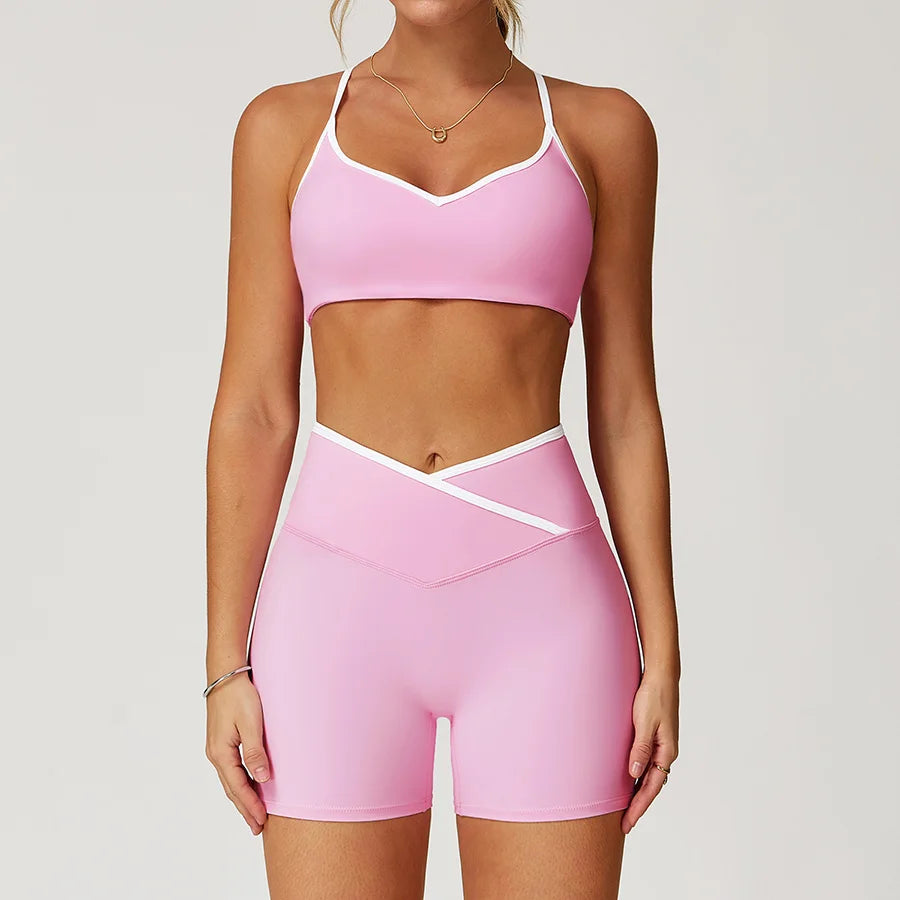 Sportswear Woman Gym Sports Bra Shorts Leggings 2 Piece Set Workout Naked Feeling Seamless Female Fitness Clothing Tracksuits