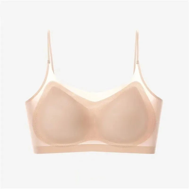 Ultra-thin Tube Tops Push Up Bras For Women Ice Silk Underwear Small Cup Sexy Lingerie Anti Droop Seamless Bras Summer Top