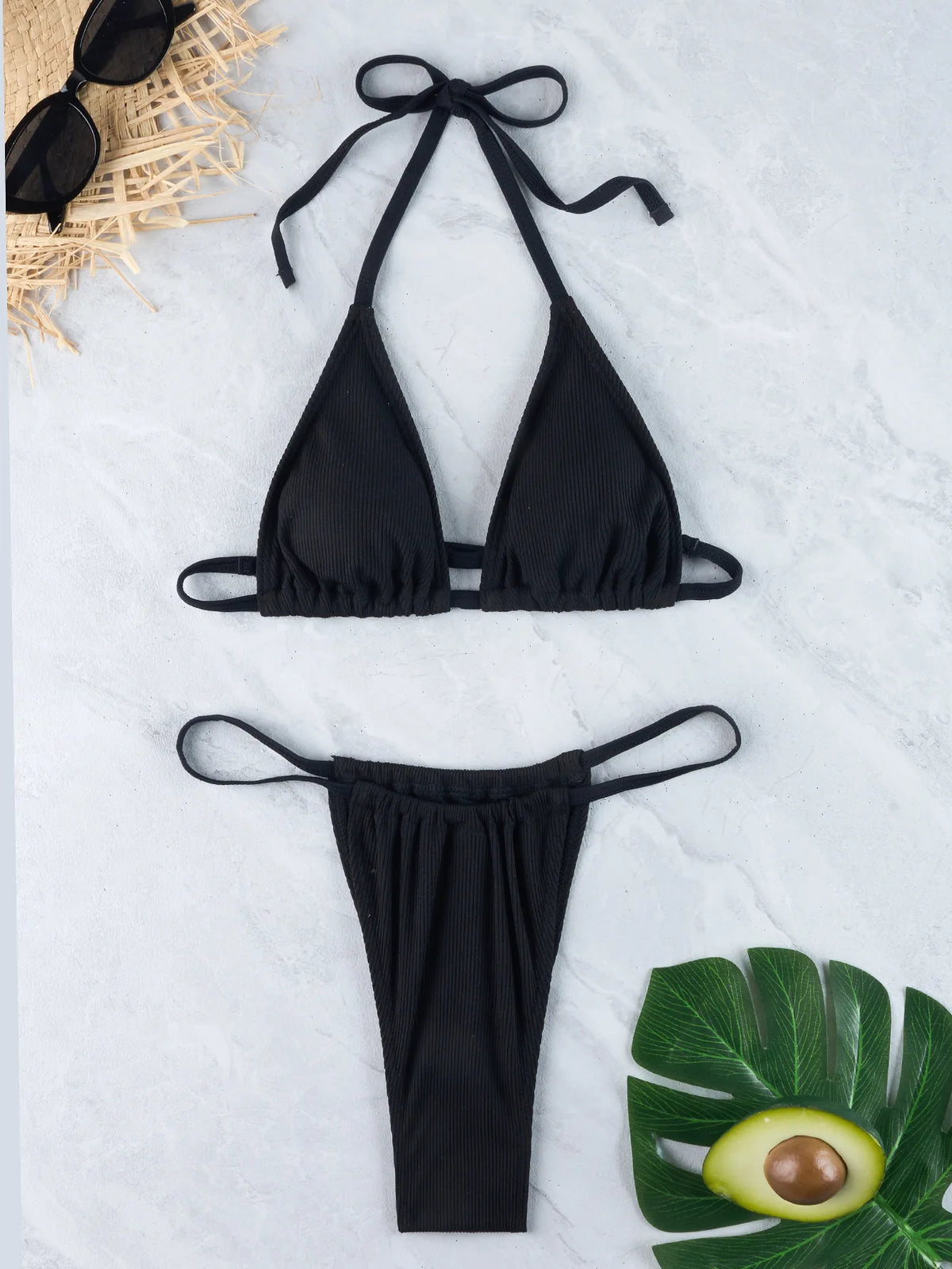 Sexy Micro Bikini 2024 Woman Swimsuit White Ribbed Swimwear Women String Thong Bikinis Set Female Bathing Suit Beachwear Biquini