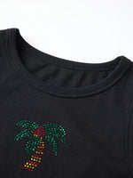 Summer Women's Tank Tops Rhinestone Printed Sleeveless Round Neck Ribbed Vest for Beach Club Daily Out Going Wear