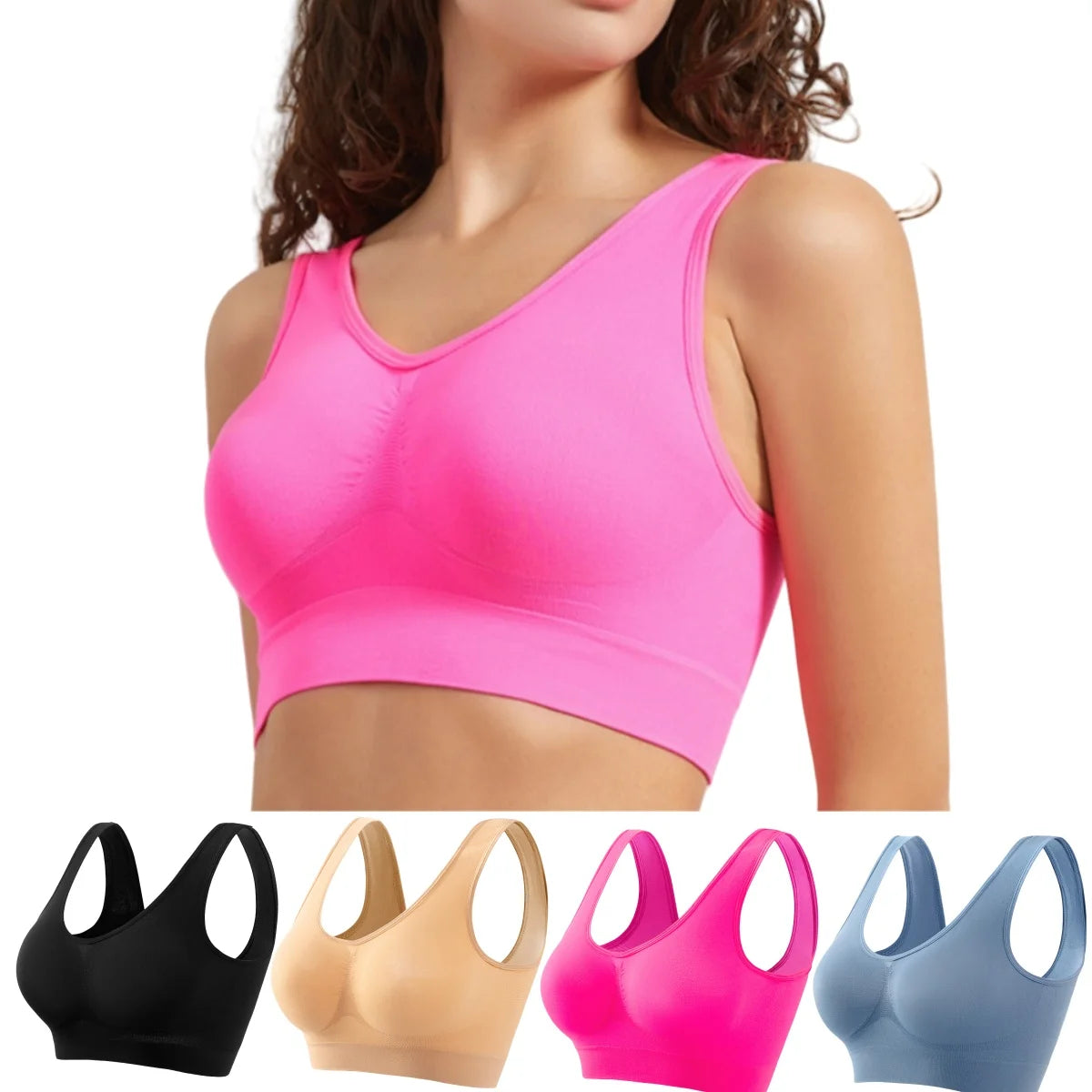 3PCS/Set Seamless Bras For Women Unwired Brassiere No Pads Crop Top Soft Sports Tank Bras Solid Color Female Sexy Lingerie Vest