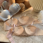 Women 1/2 Fixed Cup Bra Seamless Underwear Padded Bras Cute Heart Print Non-wired No Rims Sexy Lingerie Brassiere S-XL