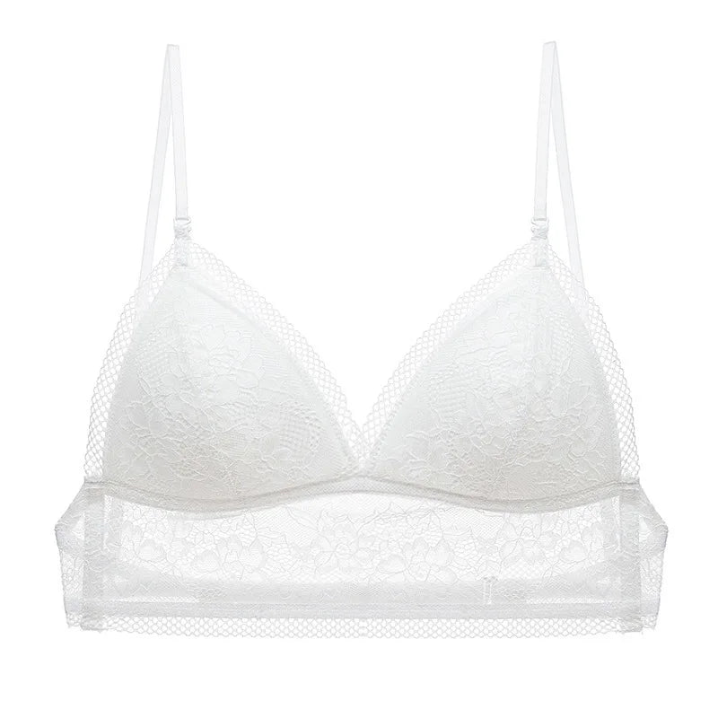 Sexy Lace Bra for Women Deep U Backless Bralette Triangular Soft Seamless Underwear Women Low Back Transparent Bras Tank Tops