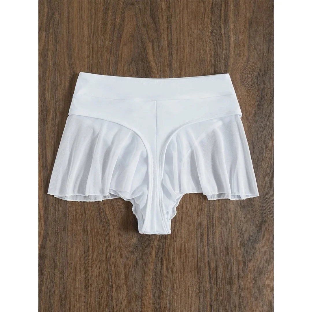 New Sexy Ruffled Mini MIcro Thong Bikini Bottom Swim Brief Women Swimwear Female Bather Brazilian Tanga Panties Underwear V4267