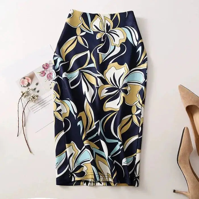 Spring Summer Women Y2K High Waist Midi Pencil Chiffon Skirts Slim Bodycon Vintage Hip Raise Korean Fashion Clothes UOV5