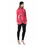 3Pcs/Set Women Split Swimsuit Front Skirt Secure Zipper Closure UV Protection Tops Long Swimming Trousers Set With Headscarf