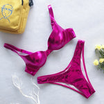 Shiny PU Faux Leather Bikini 2026 Push Up Swimsuit Women Swimwear Female Two-pieces Bikini set Bra Cup Bather Bathing Suit Swim