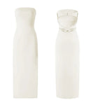 Women Evening Party Long Dress Backless Cut Out Strapless Straight Dress Summer Sexy Elegant Dresses