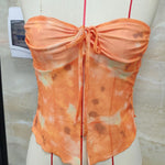 Summer Tank Tops for Women Sleeveless Tie-dye Print Cropped Street Vest Fashion Ruffle Tube Tops