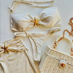 2026 New 3 Pieces Bandeau Bikini Swimsuit with Skirt Women Swimwear Female Sexy Thong Bikinis Beach Wear Swim Bathing Suit Pool