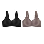 2Pcs/Set Women V-Neck Wireless Bra Smooth Invisible Mold Bralette One-Piece Seamless Support Bras Wide Strap Lingerie M-3XL