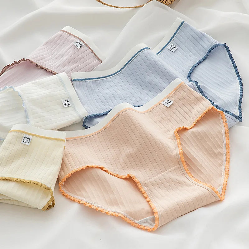 Cute Panties Women Cotton Briefs Breathable Underwear M-XL Lingerie Female Low-Rise Bow Underpants New