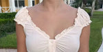 Women's Button Down Tops Fashion Cap Sleeve Solid Color Slim Fit Frill T-Shirts Summer Blouses