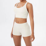 2PCS Yoga Set Women Gym Sports Suits Fitness Bra Crop Top Workout Clothes Female Athletic Wear Push Up Shorts Sportswear