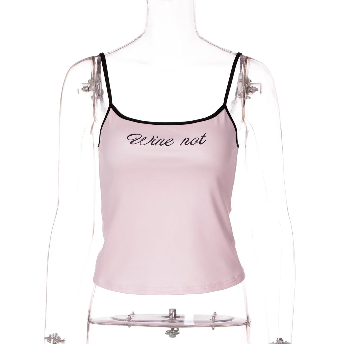 FDYOUI Y2K Camisole Tops for Women Spaghetti Strap Letter Print Pink Corset Y2K Streetwear Girls Backless Cropped Tank Top Black