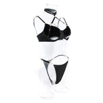 Toucheart 2-Piece Set Sexy Lingerie Women See-Through Halter Neck Comfortable Garter Socks Solid Color Hollow Out Underwear Set