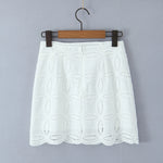 Foridol Summer Casual White Lace Dress Set for Women Hollow Out Embroidery Skirt Outfits 2 Pcs Loose Beach New Suit Skirt Set