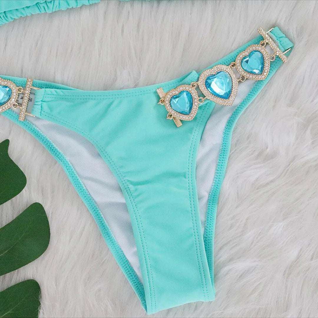 Diamond Rhinestone BikiniFemale Swimsuit Women Swimwear Two-Pieces Bikini Set With Hairbands Bather Bathing Suit Swim V3047G