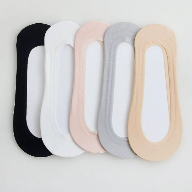 Women's Shallow Mouth Socks Ultra-Thin No Trace Invisible Sock Slippers Summer Ice Silk Boat Socks Silicone Anti-Skid Boat Socks